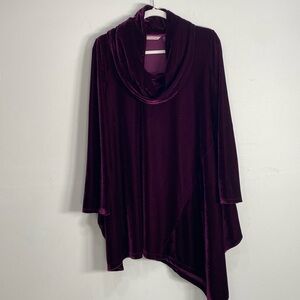 Soft Surroundings Cowl Neck Velvet Top Small purple